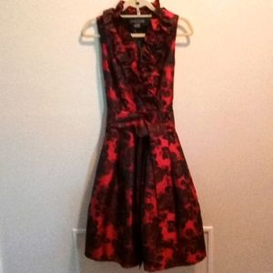 Jessica Howard Black &Red Jacquard Cocktail Dress